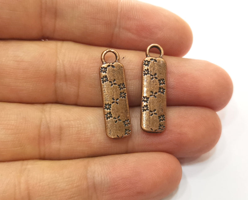 4 Copper Charms Antique Copper Plated Charms (Both Side Same)  (27x7mm) G18493