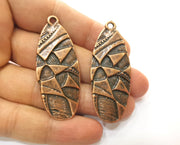 2 Copper Charms Antique Copper Plated Charms (56x22mm)  G18496