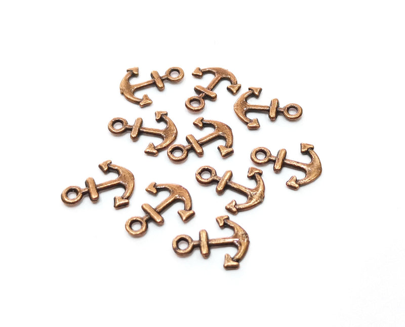 20 Copper Anchor Charms Antique Copper Plated Charms (13x10mm) G18504