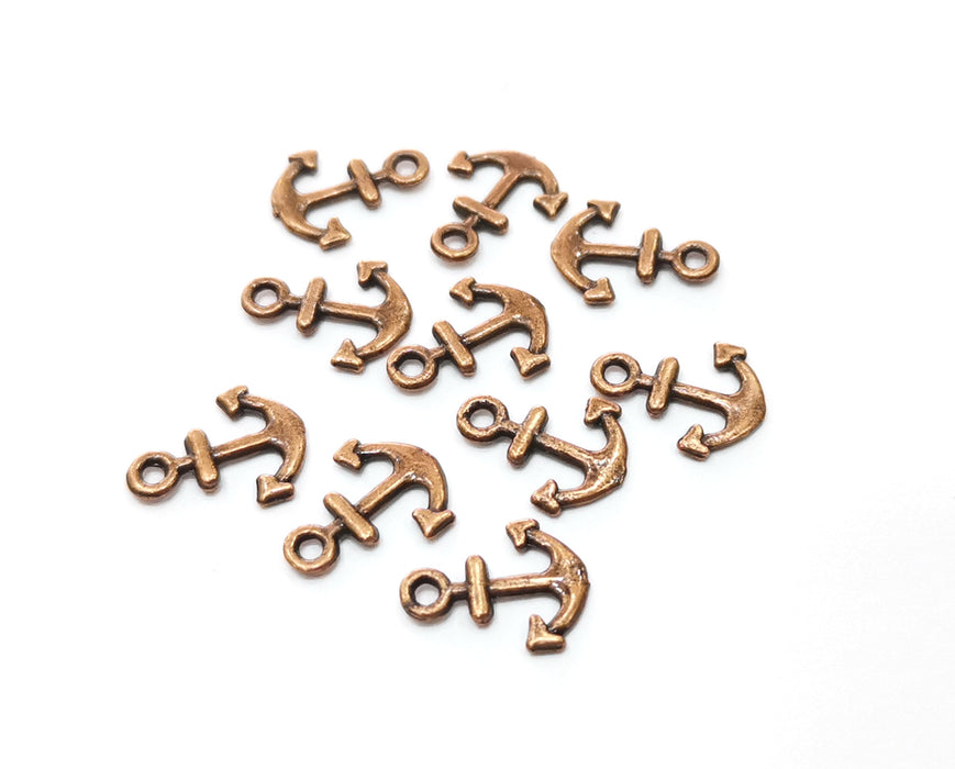 20 Copper Anchor Charms Antique Copper Plated Charms (13x10mm) G18504
