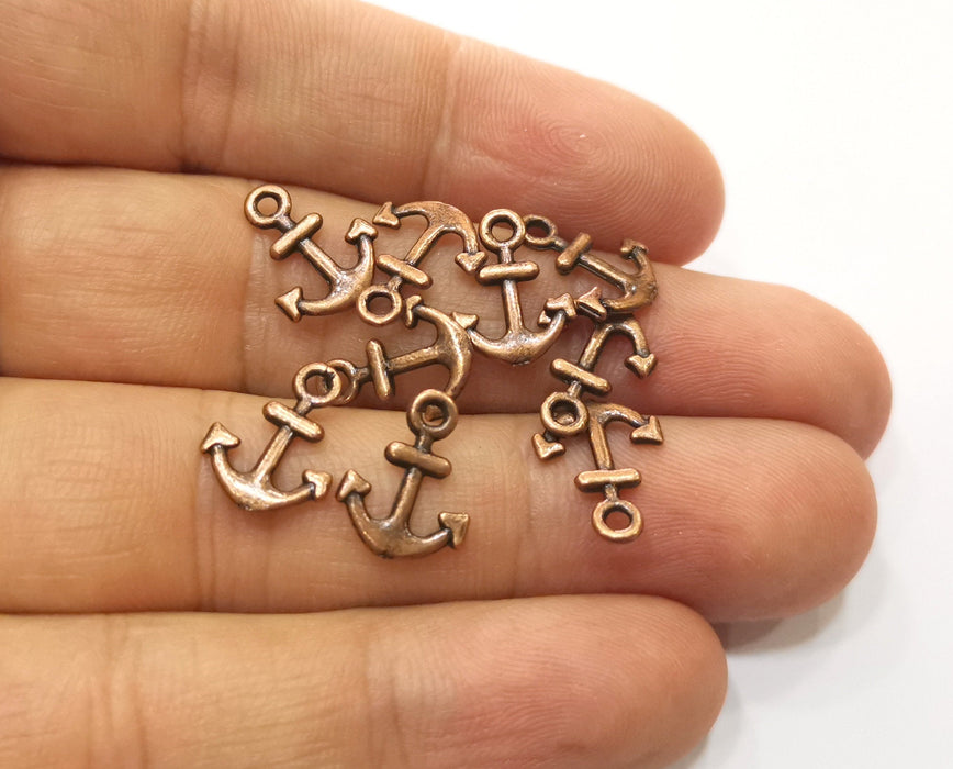 20 Copper Anchor Charms Antique Copper Plated Charms (13x10mm) G18504