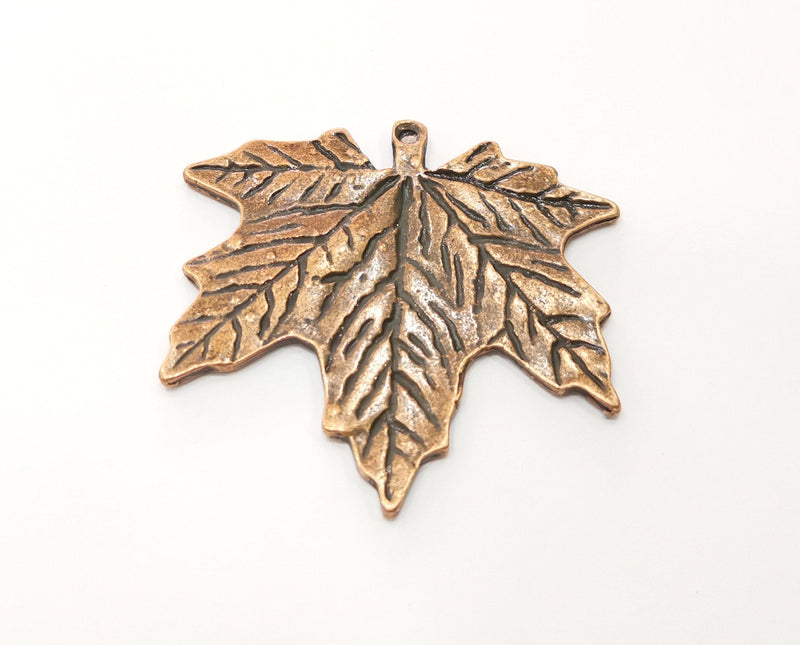 2 Copper Leaf Charms Antique Copper Plated Charms (43x46mm) G18505