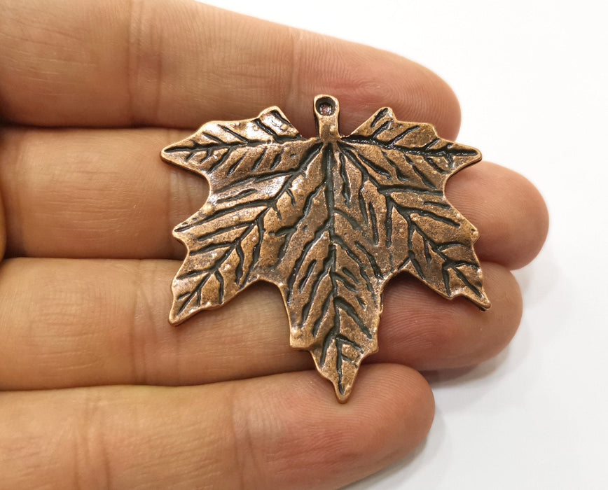 2 Copper Leaf Charms Antique Copper Plated Charms (43x46mm) G18505