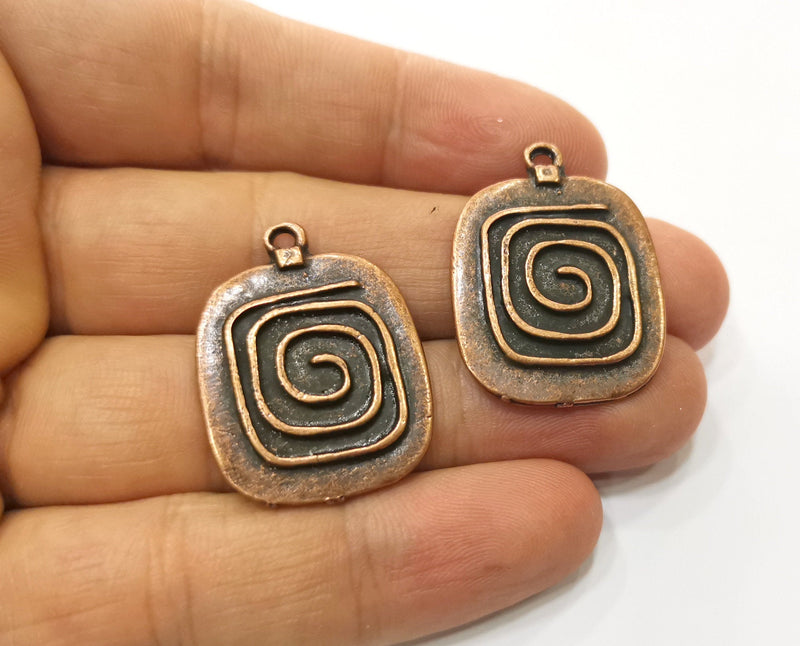2 Copper Charms Antique Copper Plated Charms (31x24mm) G18506