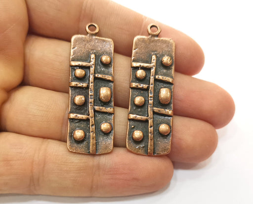 2 Copper Charms Antique Copper Plated Charms (48x16mm)  G18507