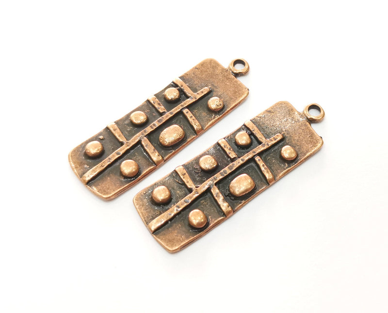 2 Copper Charms Antique Copper Plated Charms (48x16mm)  G18507
