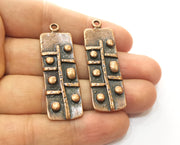 2 Copper Charms Antique Copper Plated Charms (48x16mm)  G18507