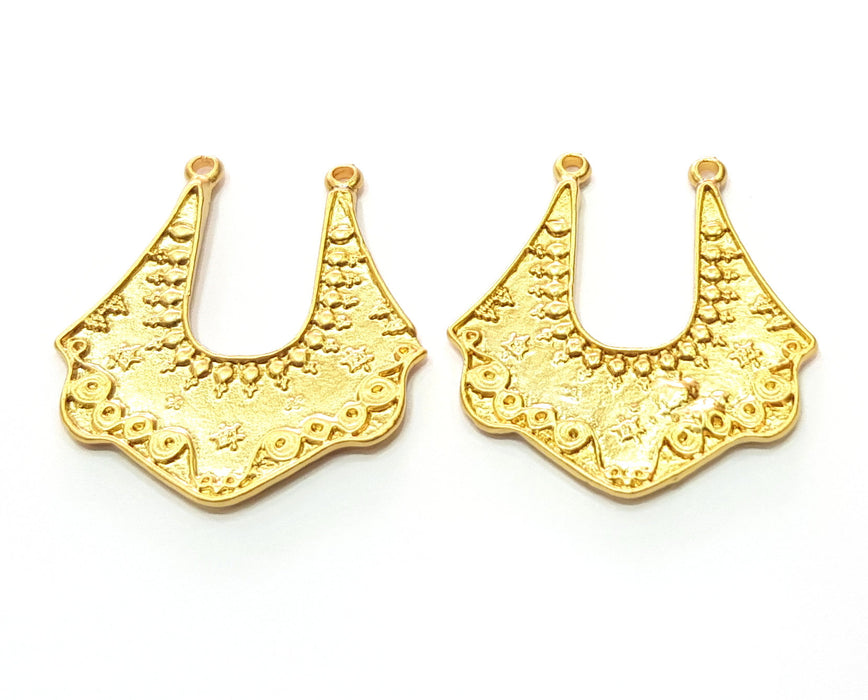 2 Gold Charms Gold Plated Charms  (37x32mm)  G17985