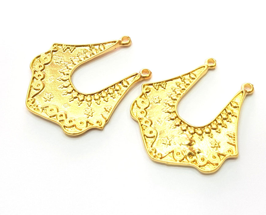 2 Gold Charms Gold Plated Charms  (37x32mm)  G17985