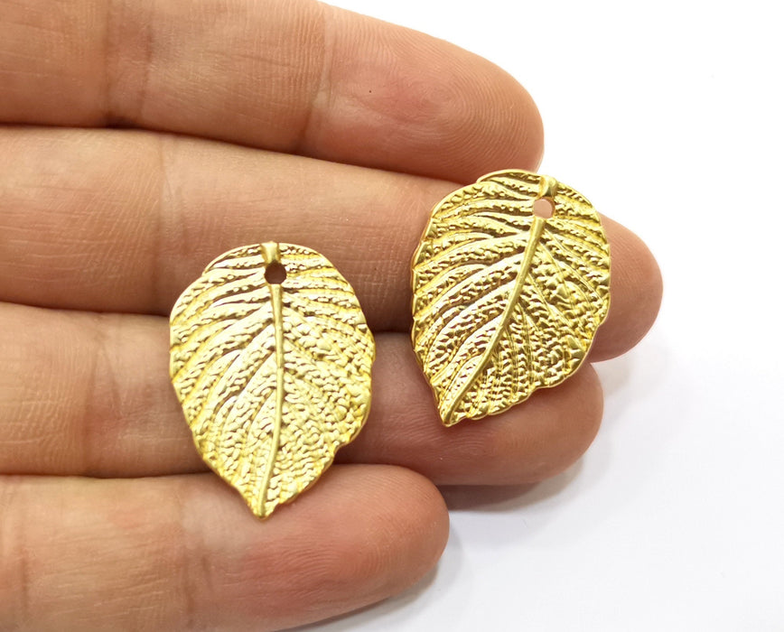 2 Leaf Charms Gold Plated Charms  (28x21mm)  G17994