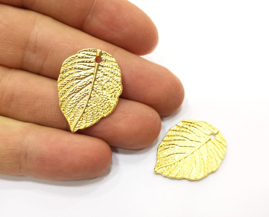 2 Leaf Charms Gold Plated Charms  (28x21mm)  G17994