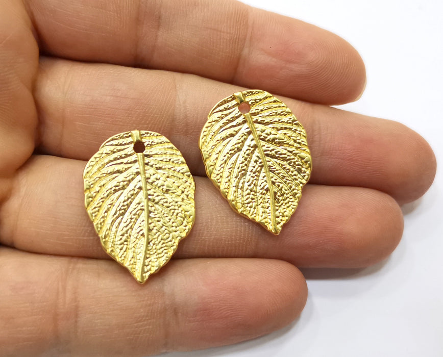 2 Leaf Charms Gold Plated Charms  (28x21mm)  G17994