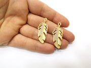 2 Leaf Charms Gold Plated Charms  (39x35mm)  G17995
