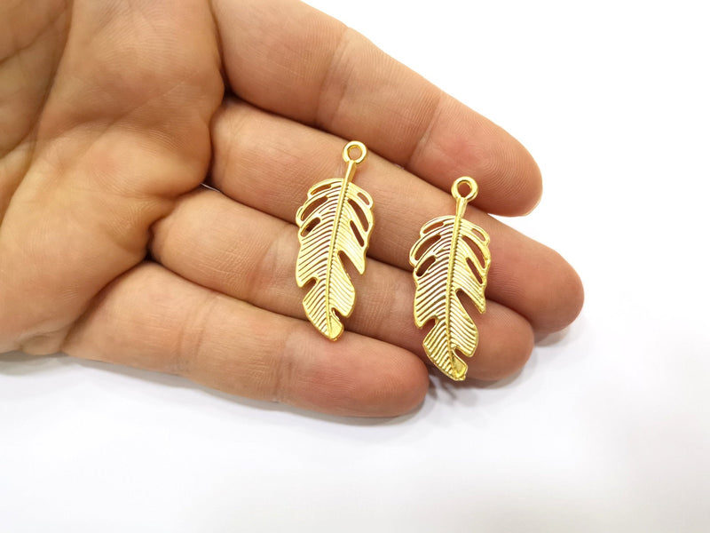 2 Leaf Charms Gold Plated Charms  (39x35mm)  G17995
