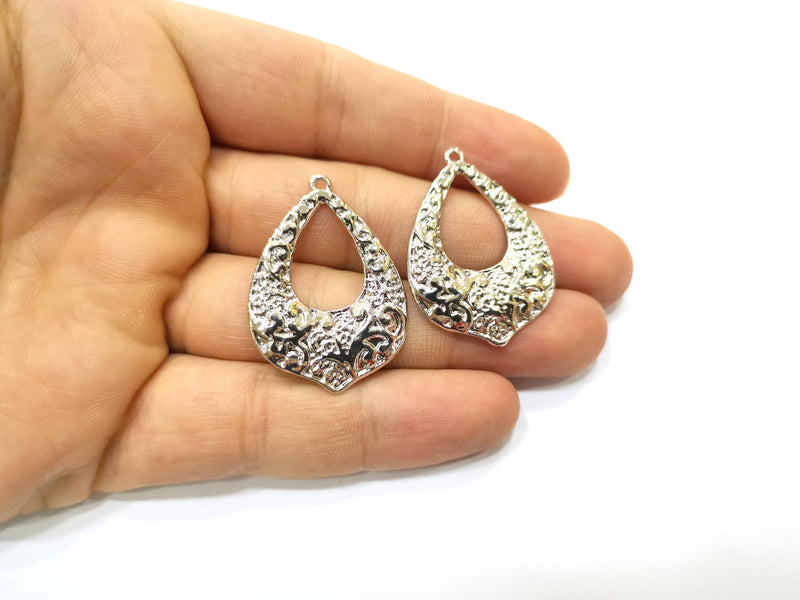 2 Shiny Silver Charms Shiny Silver Plated Charms (37x26mm) G17998
