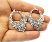 2 Shiny Silver Charms Shiny Silver Plated Charms (48x33mm) G18001