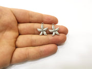 10 Starfish Charms Antique Silver Plated Charms (20x17mm)  G18009