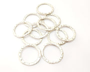 10 Hammered Circle Findings Antique Silver Plated Circle (20 mm)  G18011