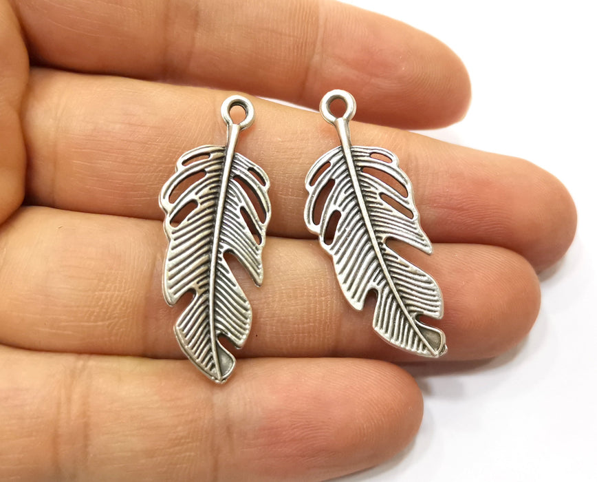 4 Leaf Charms Antique Silver Plated Charms (39x15mm)  G18012