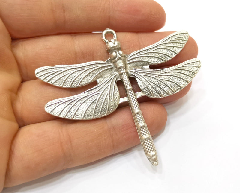 Dragonfly Pendant Large Pendant Antique Silver Plated Pendant (69x61mm)  G18016
