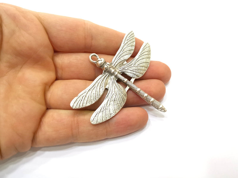 Dragonfly Pendant Large Pendant Antique Silver Plated Pendant (69x61mm)  G18016