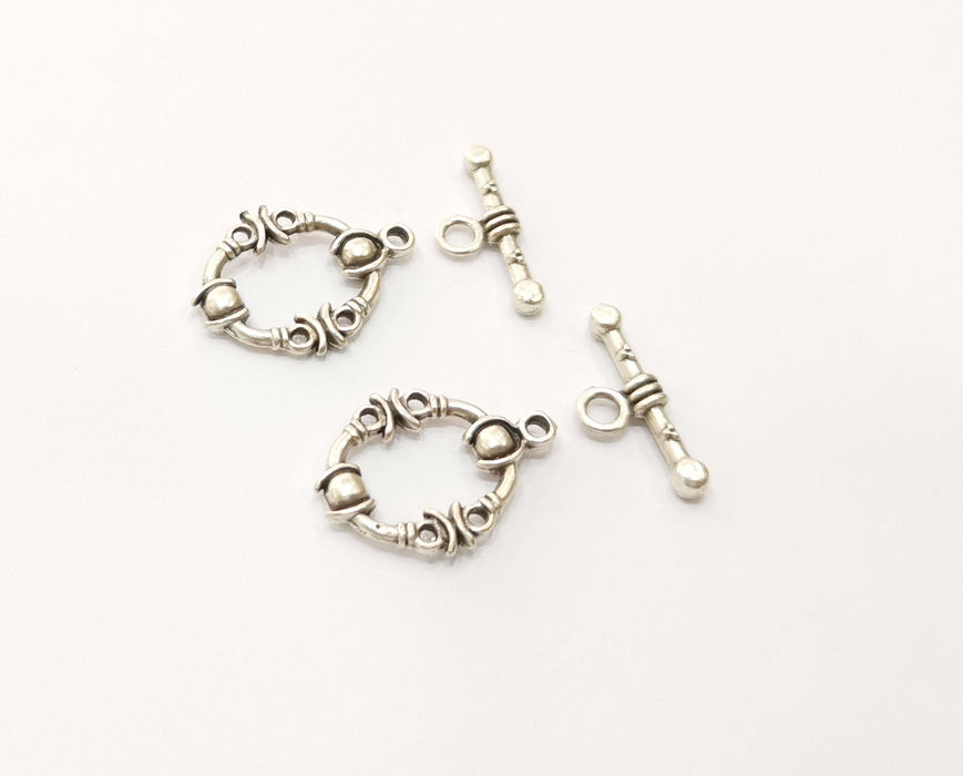 Toggle Clasps 10 sets Antique Silver Plated Toggle Clasp Findings 21x16mm+19x7mm  G18019