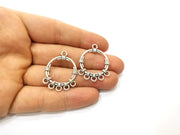 4 Silver Charms Connector Antique Silver Plated Charms (33x26mm)  G18021