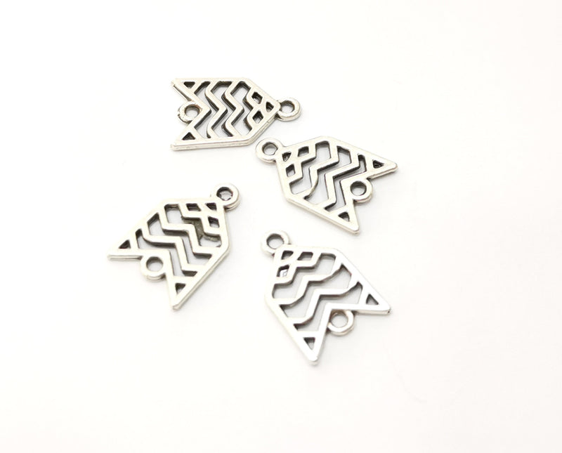 10 Silver Charms Connector Antique Silver Plated Charms (18x13mm)  G18024
