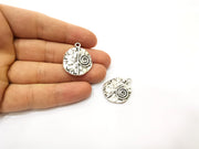 2 Silver Charms Antique Silver Plated Charms (28x23mm)  G18026