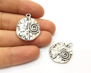 2 Silver Charms Antique Silver Plated Charms (28x23mm)  G18026