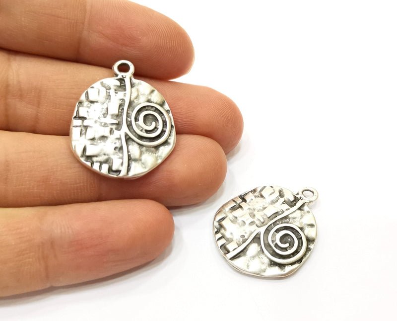 2 Silver Charms Antique Silver Plated Charms (28x23mm)  G18026