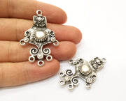 2 Silver Charms Connector Antique Silver Plated Charms (47x31mm)  G18027
