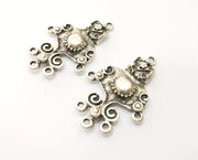 2 Silver Charms Connector Antique Silver Plated Charms (47x31mm)  G18027