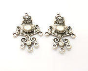 2 Silver Charms Connector Antique Silver Plated Charms (47x31mm)  G18027