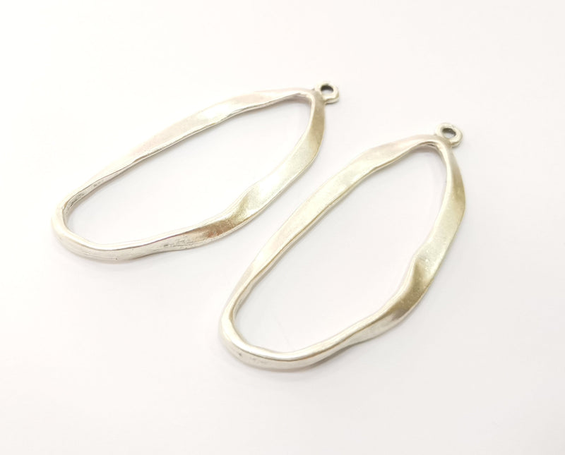 2 Silver Charms Antique Silver Plated Charms (64x26mm)  G18028