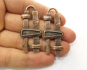 2 Copper Charms Antique Copper Plated Charms (50x22mm) G18513