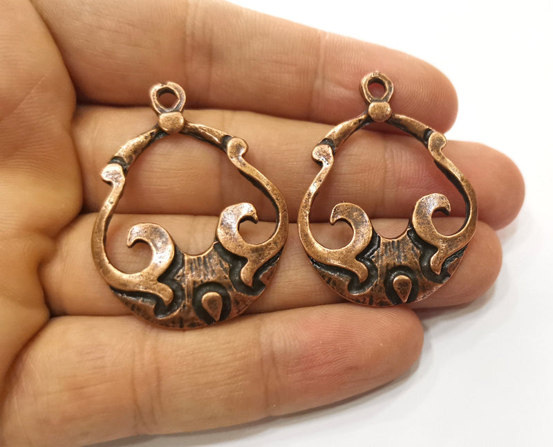 2 Copper Charms Antique Copper Plated Charms (41x32mm)  G18515
