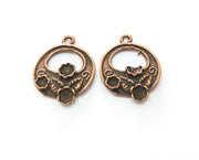 2 Copper Flower and Leaf Charms Antique Copper Plated Charms (35x27mm)  G18516