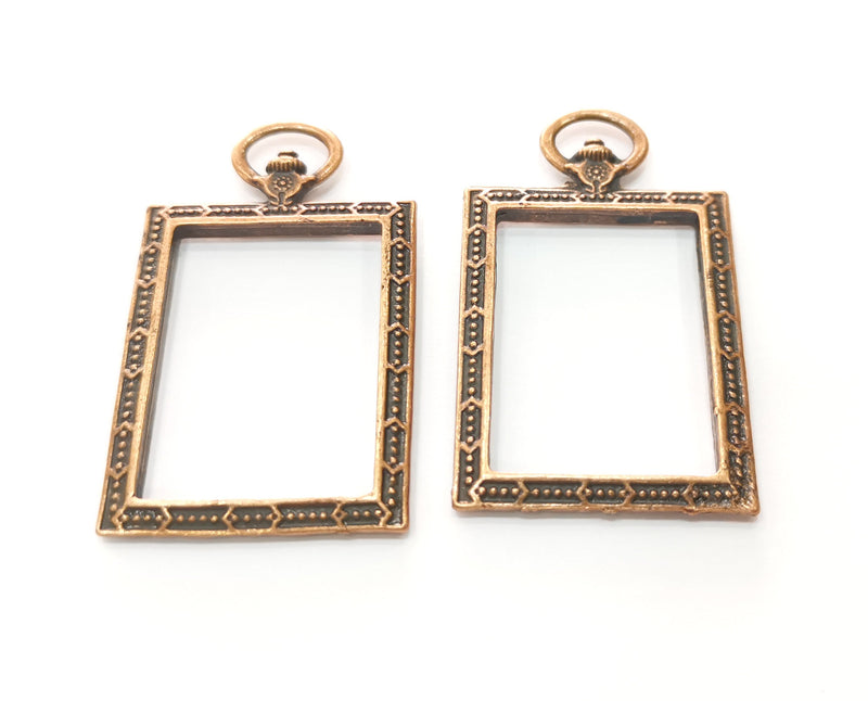 2 Copper Frame Charms Antique Copper Plated Charms (52x30mm) G18517