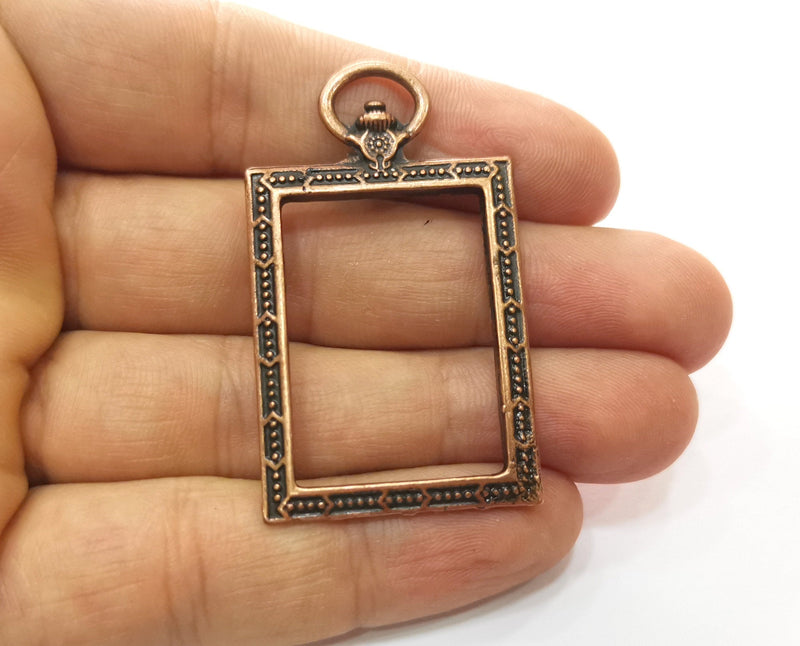 2 Copper Frame Charms Antique Copper Plated Charms (52x30mm) G18517