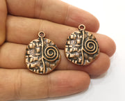 2 Copper Charms Antique Copper Plated Charms (28x23mm)  G18520