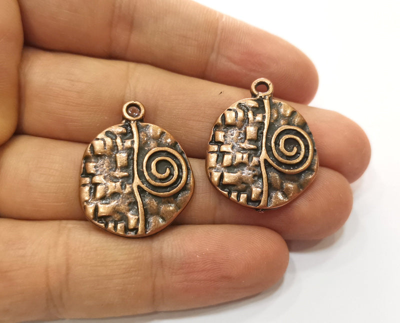 2 Copper Charms Antique Copper Plated Charms (28x23mm)  G18520