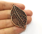 2 Leaf Charms Antique Copper Plated Charms (58x33mm) G18522
