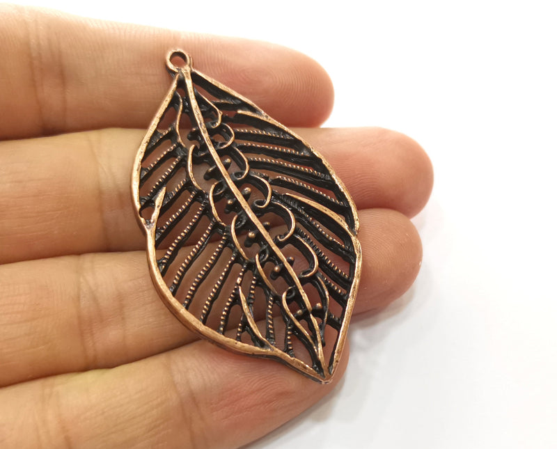 2 Leaf Charms Antique Copper Plated Charms (58x33mm) G18522
