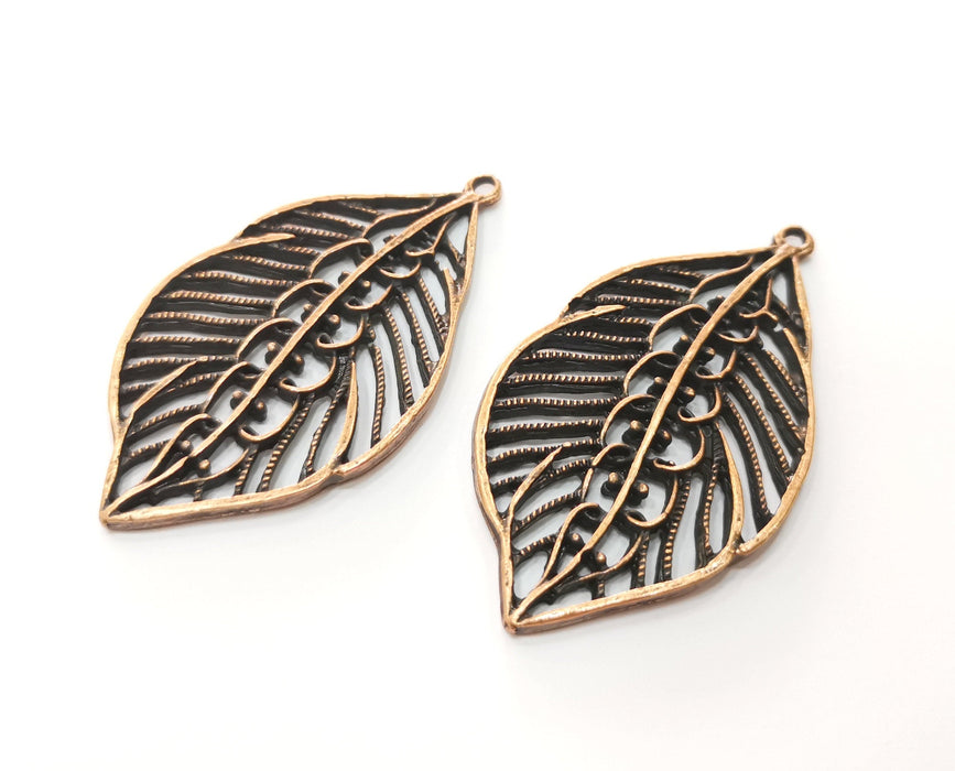 2 Leaf Charms Antique Copper Plated Charms (58x33mm) G18522