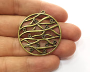 2 Flowers Charms Antique Bronze Plated Charms (40x37mm)  G18525