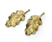 2 Antique Bronze Leaf Charms Antique Bronze Plated Charms (46x22mm) G18527