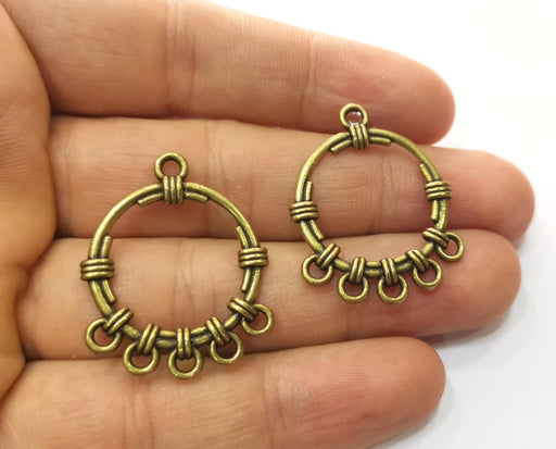 4 Antique Bronze Charms Connector Antique Bronze Plated Charms (33x26mm)  G18528