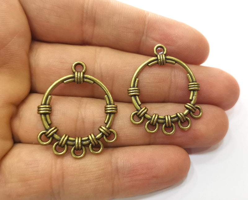 4 Antique Bronze Charms Connector Antique Bronze Plated Charms (33x26mm)  G18528