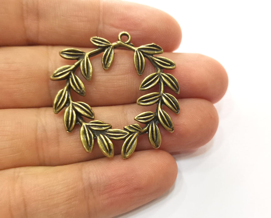 2 Leaf Charms Antique Bronze Plated Charms (38mm)  G18529